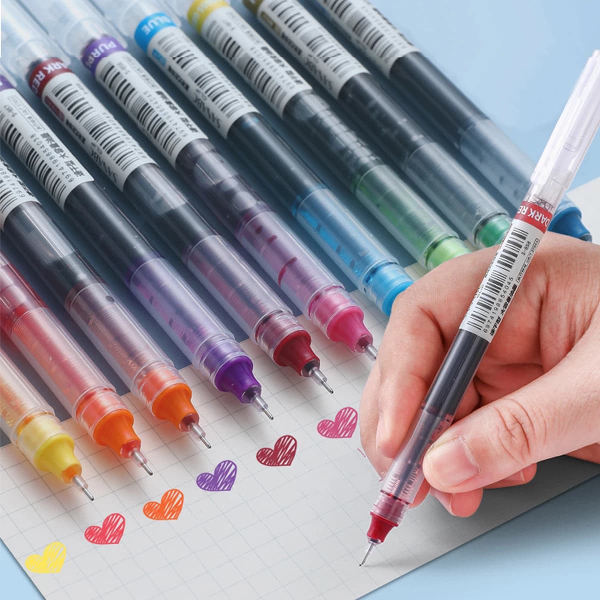 10 Pcs Color Gel pens.Quick Drying Large Capacity,0.5mm, suitable for Students, Note-taking, Marking, Drawing, Bookkeeping.