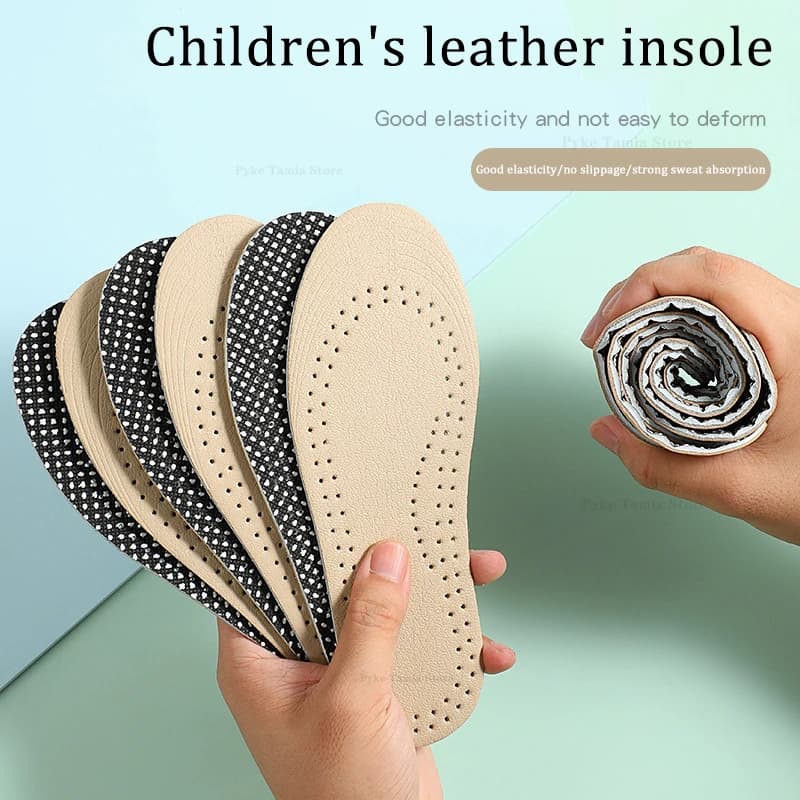 Kid Leather Soft Insole Children's Sneaker Shoes Pads Women's Sweat Absorbent Breathable Deodorant Feet Care Cushion Inserts