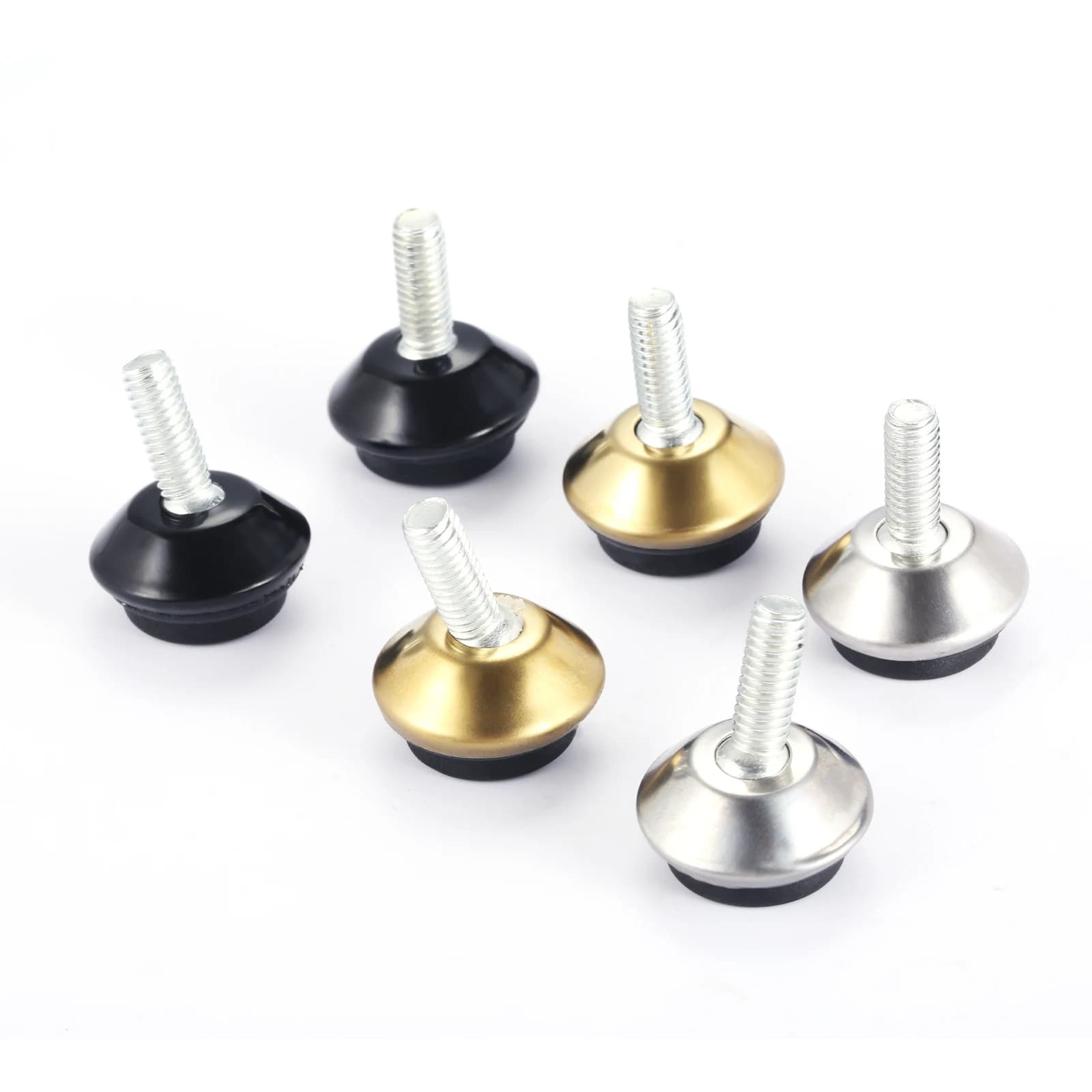 4pcs Adjustable Metal Furniture Levelers Feet Leg M6*15mm Thread Screw Black/Silver/Gold for Cabinet Table Chair Machine Base