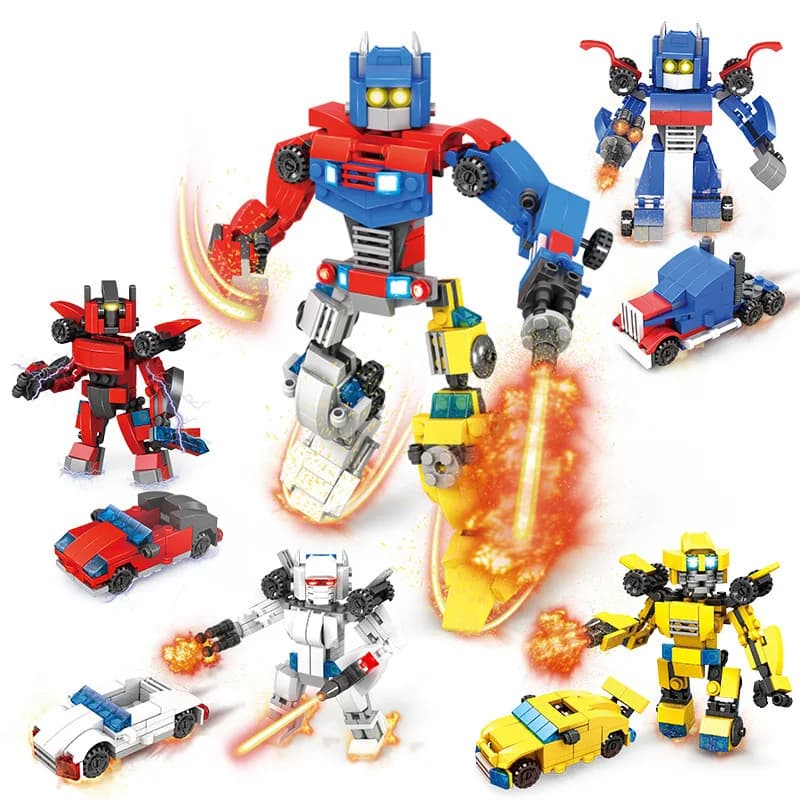 Mini New Cartoon Deformation Robot Ensemble King Kong Wasp Children Creative Educational Puzzle Building Blocks Toys Gifts
