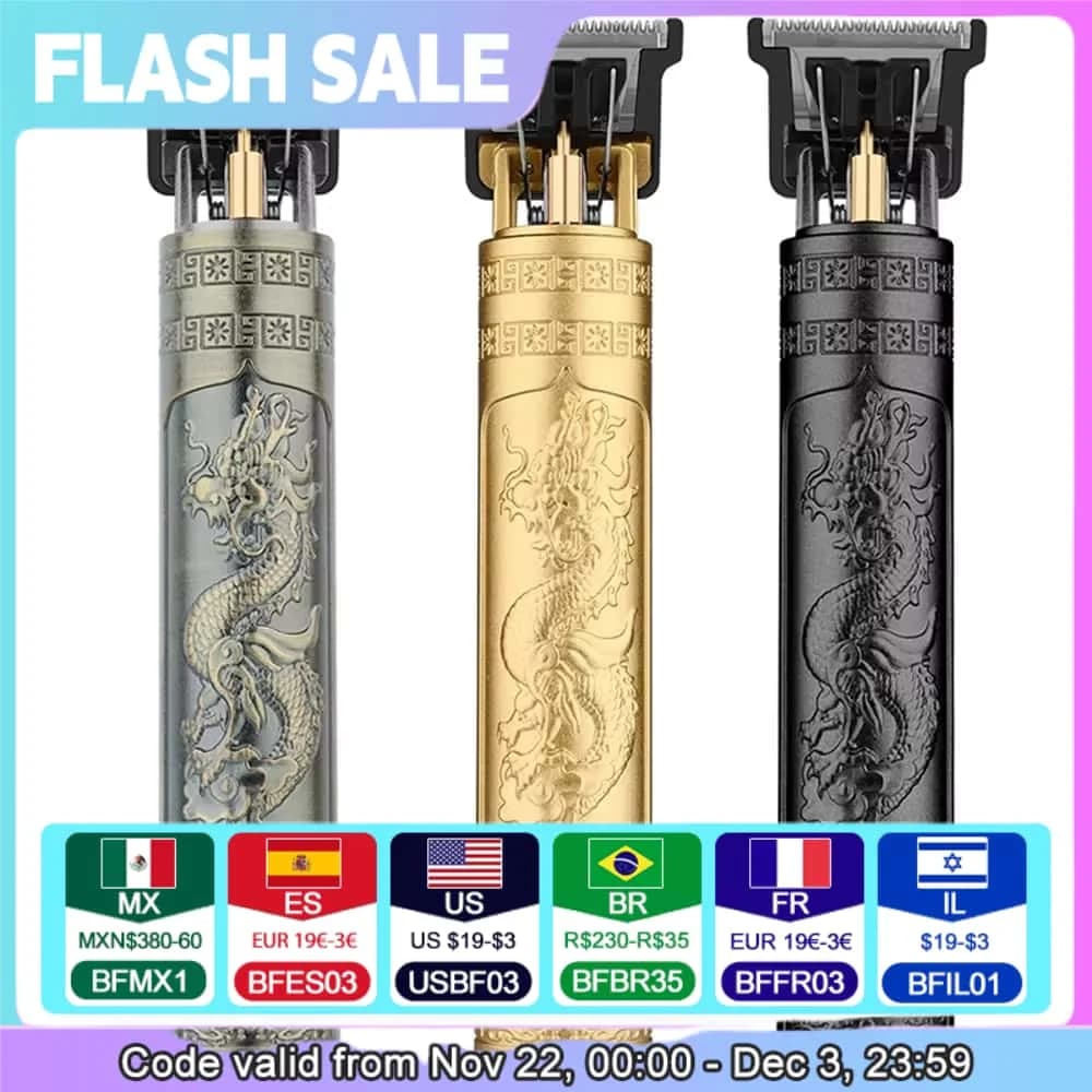 Vintage T9 Electric Hair Trimmer for Men - Professional Cordless Hair Cutting Machine, Barber Clipper, Beard Shaver, and Lighter - Hot Sale