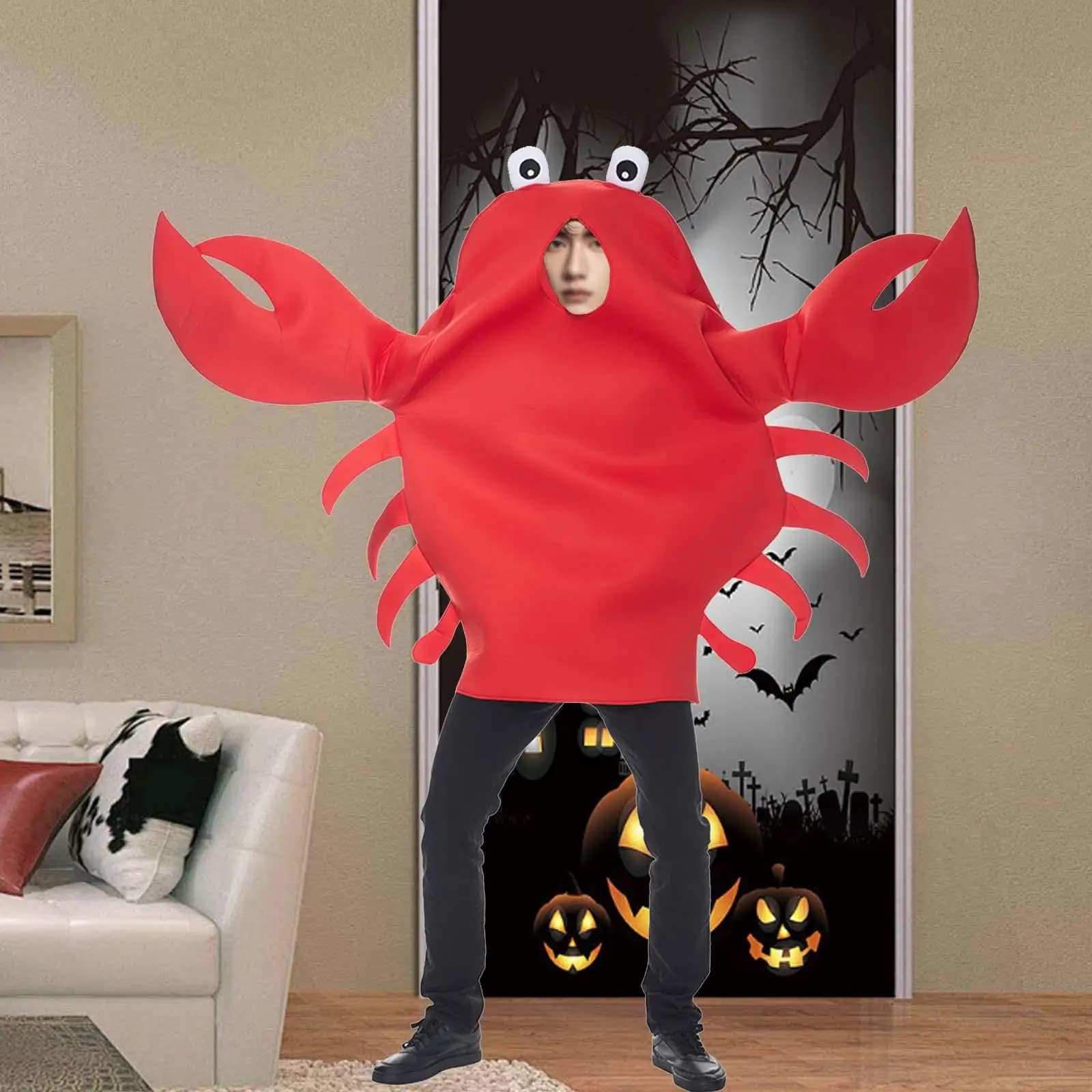 Crab Costume Lightweight Decorative Slip on Funny Halloween Costumes Dress up Sea Animal Costume for Holiday Party Supplies
