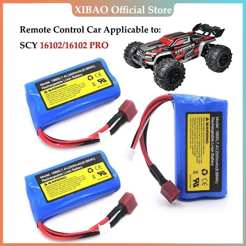 2S 7.4V Lipo battery for SCY 16010 16102 16103 JJRC Q130 RC car battery spare parts 7.4v 2500mah RC Cars Boats Trucks Battery