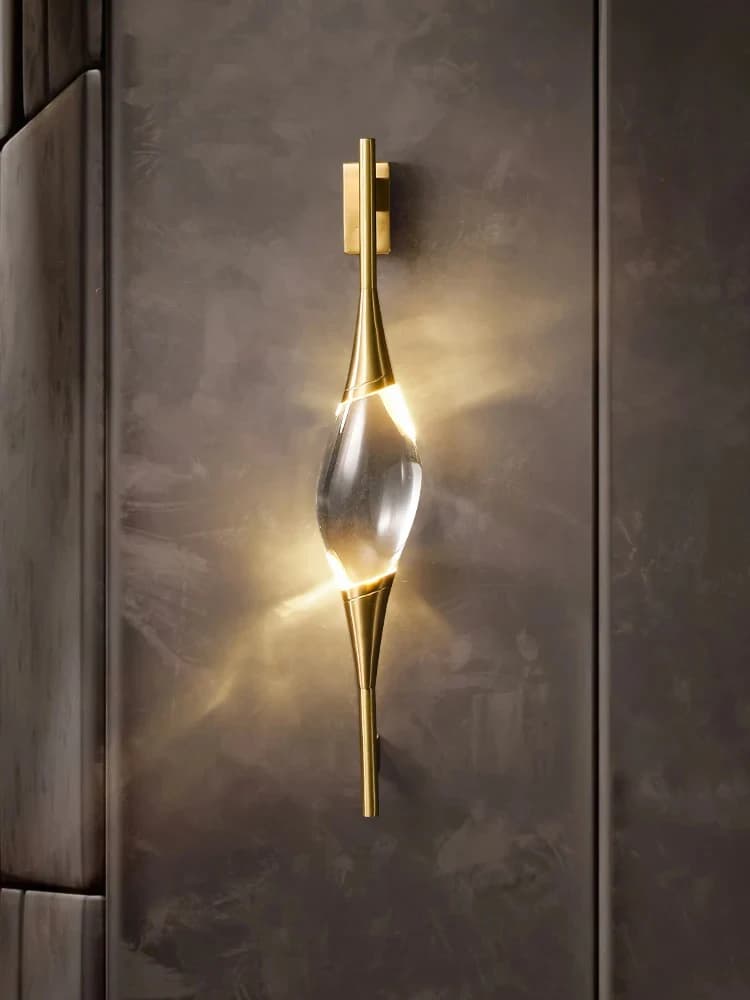Postmodern minimalist copper crystal wall lamp decoration hotel living room bedroom bedside wall light