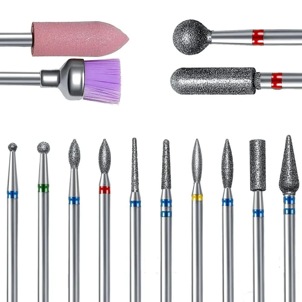 14pcs Nail Drill Bit Set Diamond Manicure Cutter Grinding Bits Accesories for Gel Nail Polish Nails Art Tool