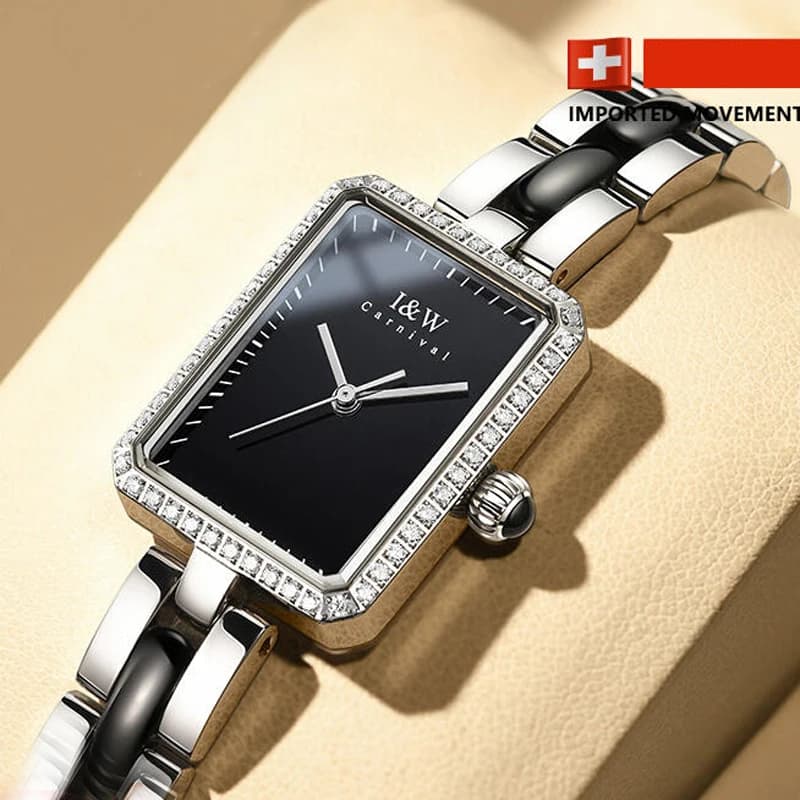 Switzerland I&W Carnival Luxury Brand Japan MIYOTA Quartz Women's Watches 7 MM Ultra-thin Waterproof Diamond Simple Clock 55802L