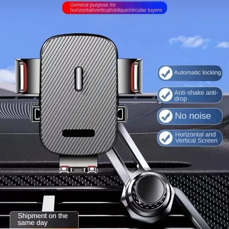 Car Phone Holder New Universal Phone Holder with Hook Clip, Automatic Locking Without Blocking Air Outlet, Car Ventilation