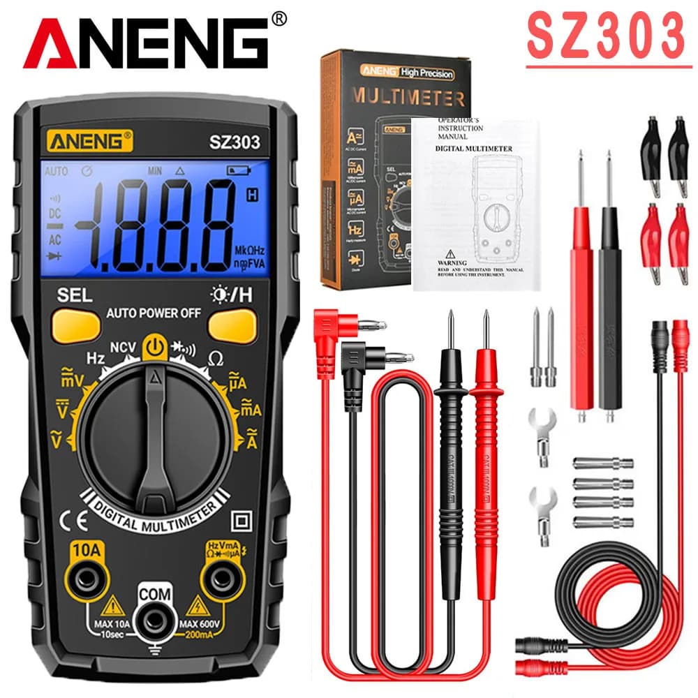 ANENG SZ303 Multimeter 1999 Count Digital AC/DC Voltage Current Resistance High Precision Professional Electrical Tester Tools