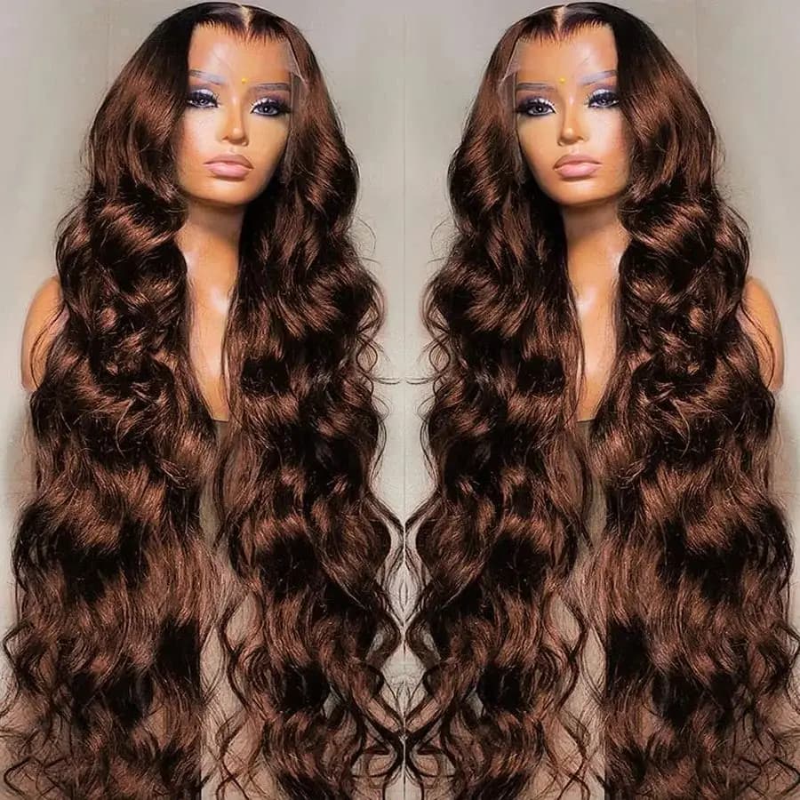 30 Inch Chocolate Brown Body Wave Lace Front Wigs 13x4 13x6 HD Lace Front Human Hair Wig Brazilian Colored Lace Frontal Wig
