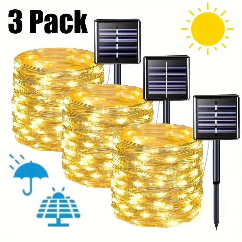 Led Solar Fairy String Lights 8 Modes Christmas Led Light Outdoor Garden Patio Wire Garland Light Christmas Lights