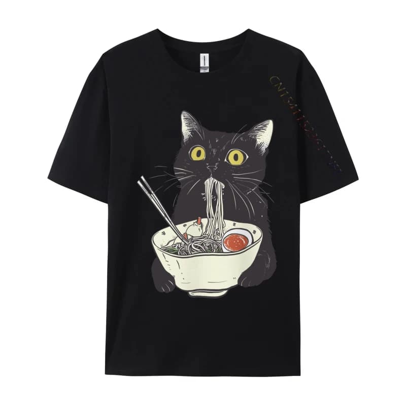 Ramen Cat Ramen Cat Cotton Men T-shirts Print T Shirt Slim Fit Group T Shirts Drop Shipping Tops Shirts Design