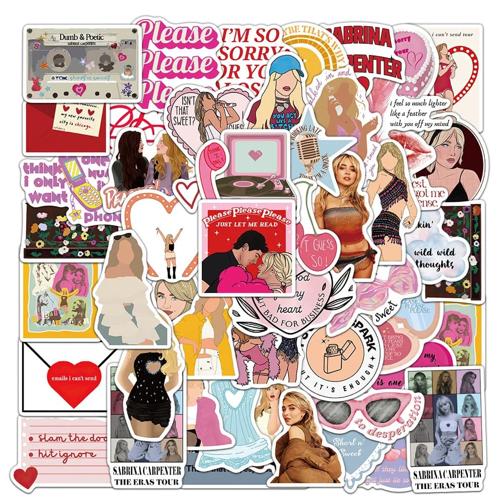 50PCS Sabrina Carpenter Stickers Exquisite Handbooks Material Phone Cases Laptop Suitcases Water Cups Waterproof Stickers