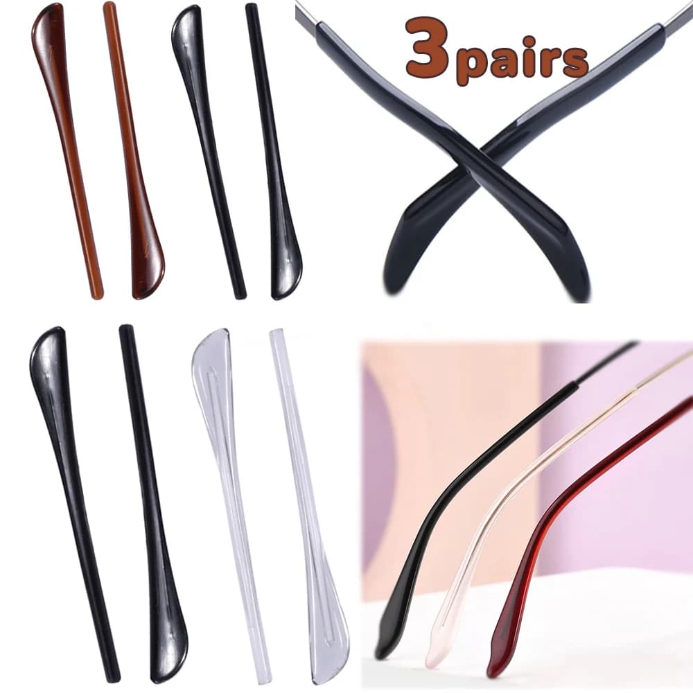 3 Pairs/Set Silicone Non-Slip Glasses Leg Covers Non-Slip Ear Hook Bracket Sunglasses Glasses Leg Temple Covers Earmuffs