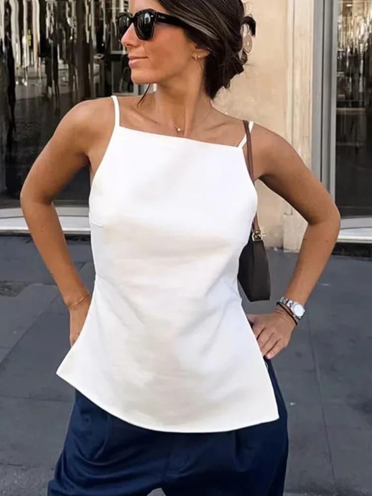 HXAO Women Top 2024 Lace Up Backless Camisole Top Women Cheap clothes Sexy Fashion Tanks & Camis Crop top Women White Black top