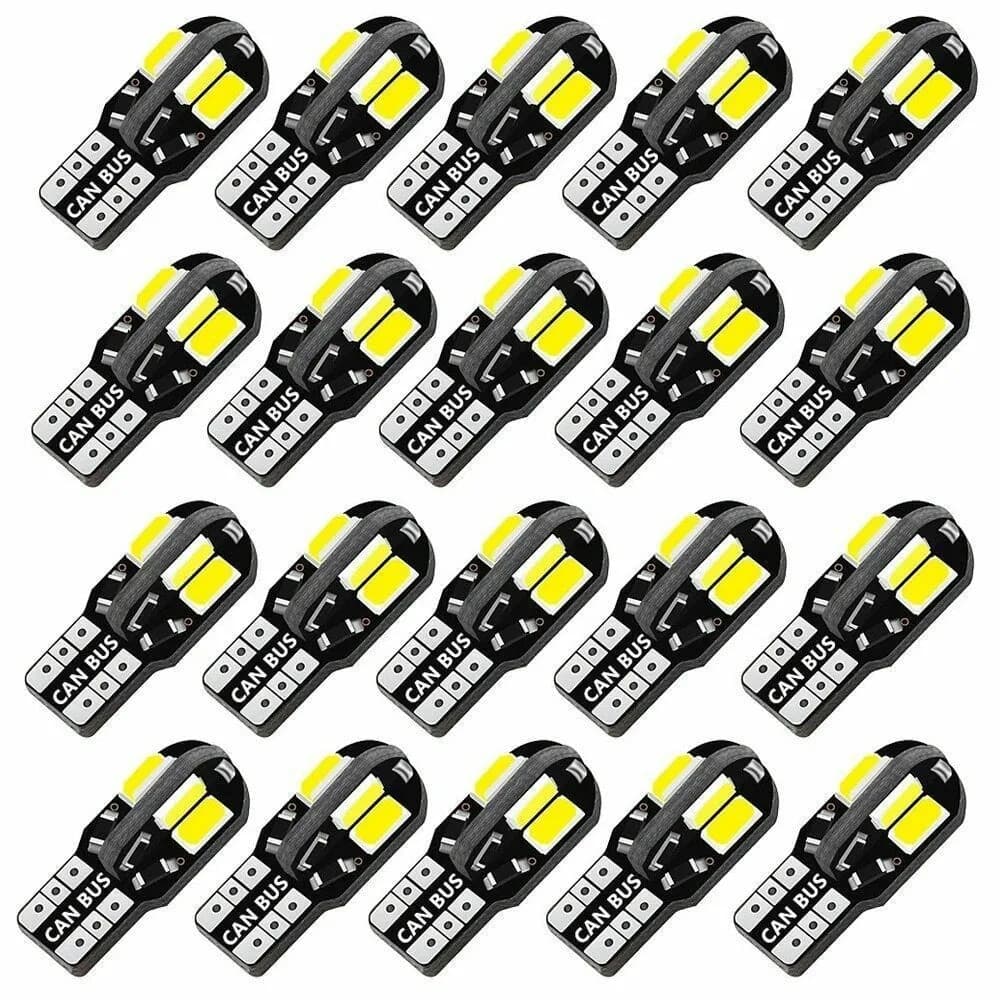 10PCS W5W T10 LED Bulbs Canbus 8SMD 12V LED Car Interior Map Dome Lights Parking Light Auto Signal Lamp