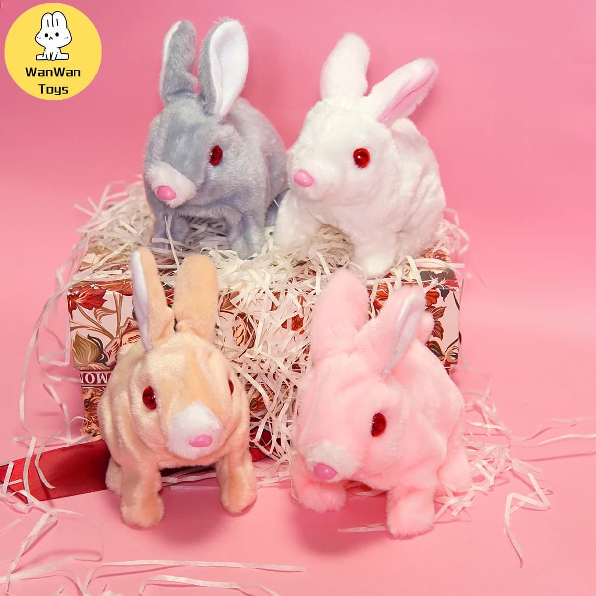 Electric Children's Plush Toy Rabbit Jumps And Screams With Glowing Eyes Cute Rabbit Starry Sky Color Birthday Gift Holiday Part