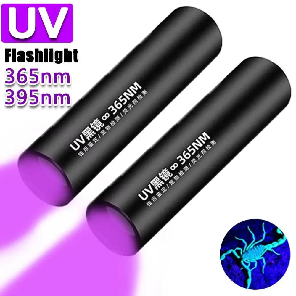 USB Rechargeable Mini 365/395nm UV Flashlight 3W Ultraviolet Torch Pets Urine Cat Tinea Money Ore Scorpion Detection Flashlights