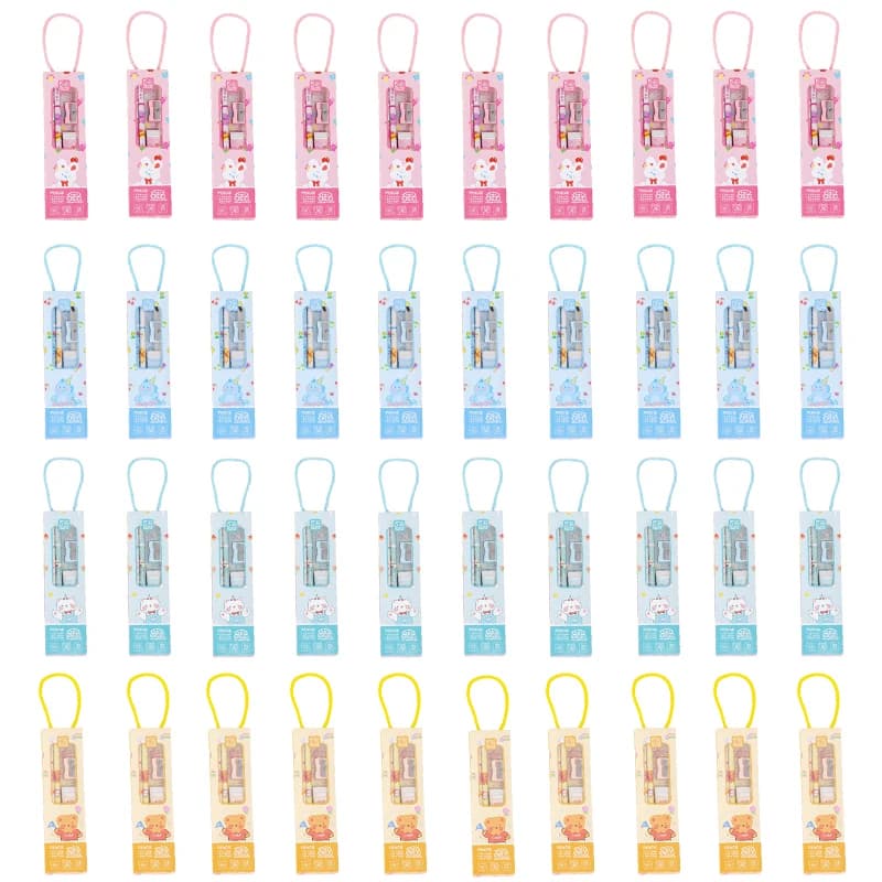 40Sets Portable Stationery Set Animal Cartoon Pencil Cute Ruler Children Pencil Sharpener Student Eraser School Supplies Gifts