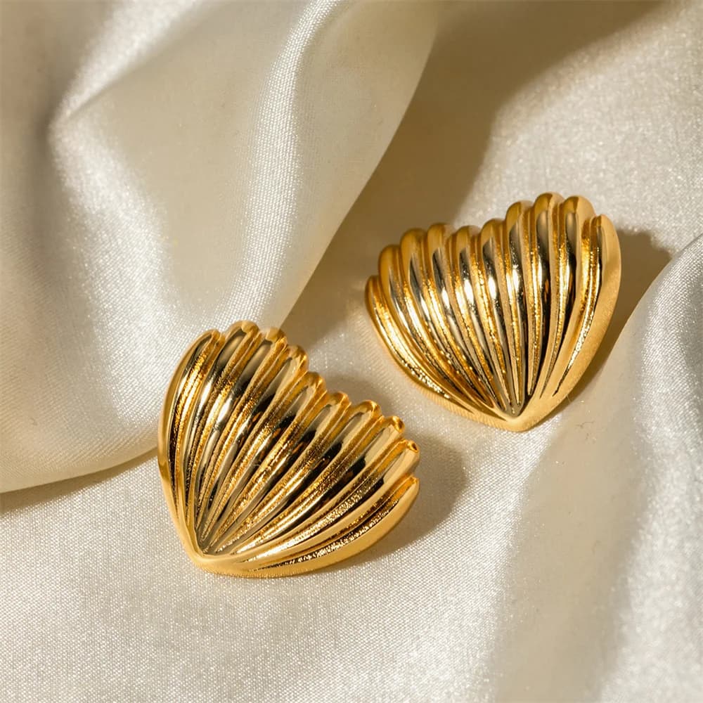 Gold Color Stainless Steel Shell Stud Earring Simple Titanium Steel Earrings For Women Trendy Party Jewelry Accessories Gift