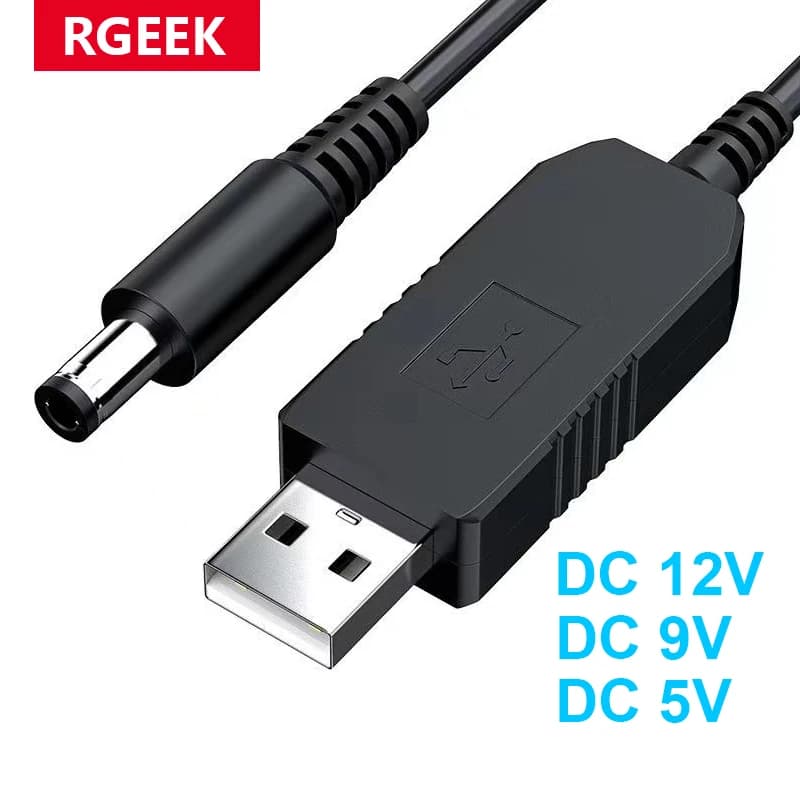 5.5*2.1mm WiFi to Powerbank Cable Connector DC 5V to 12V USB Cable Boost Converter Step-up Cord for Wifi Router Modem Fan