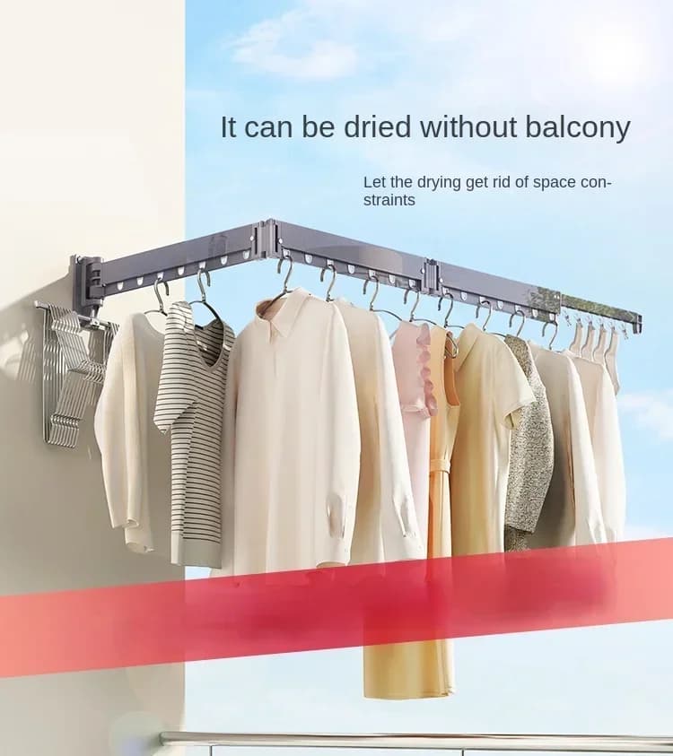 Folding drying rack invisible telescopic wall mounted household balcony cool quilt indoor and outdoor windows clothe drying pole