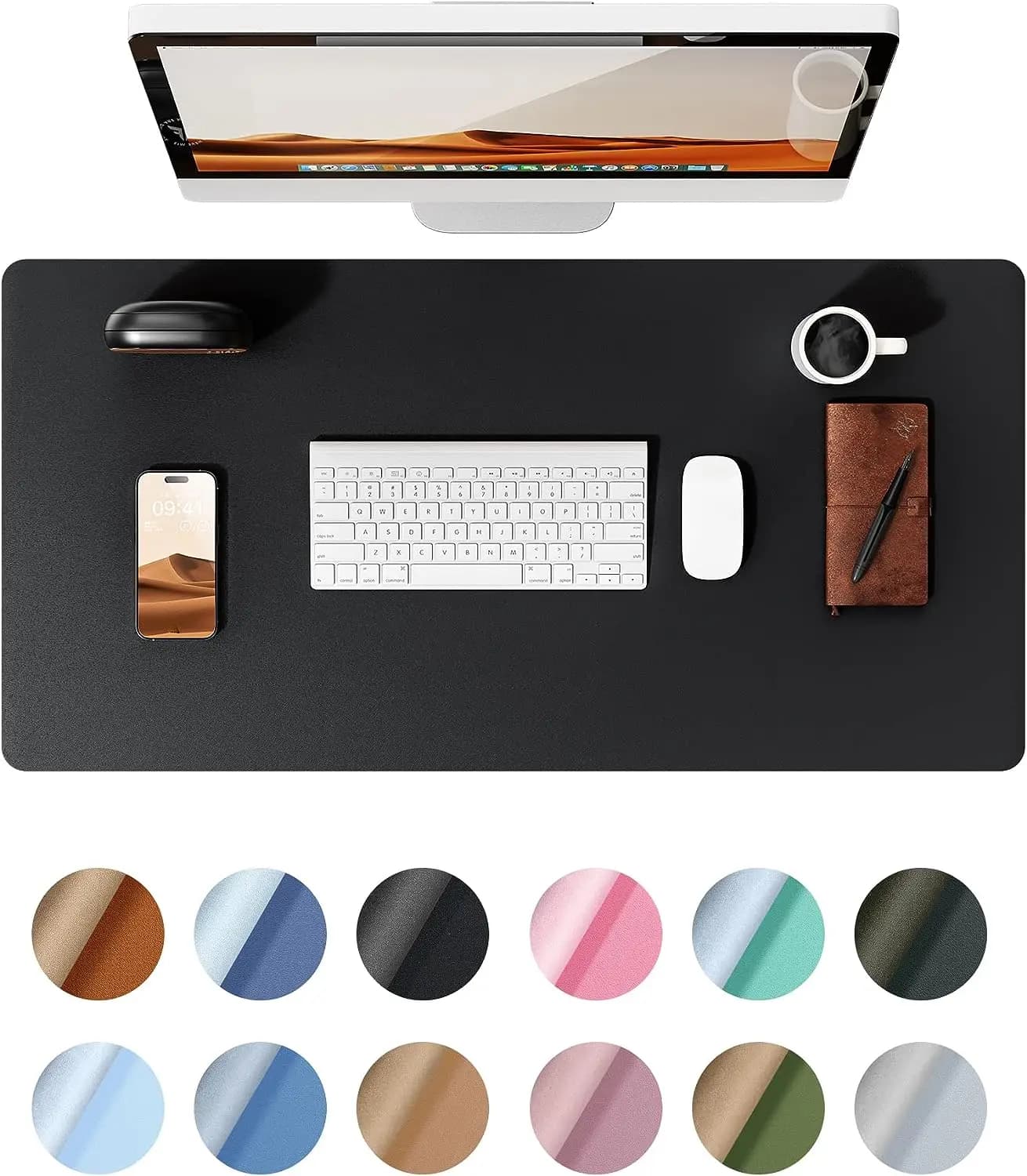Desk Pad Protector, Office Desk Mat, Large Mouse Pad, Waterproof Non-Slip PU Leather Desk Blotter for Office and Home