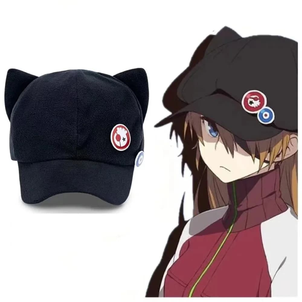 Shikinami Asuka Cat Ear EVA Hat Girls Cute Cap Anime Baseball Caps Cosplay Langley Soryu Accessories Party