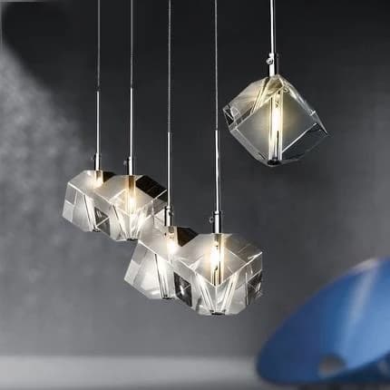 Modern Stainless Steel Beam / Round Chrome Panel WitLED Clear K9 Diamond Ging Crystal Pendant Lights For Home Dining Room