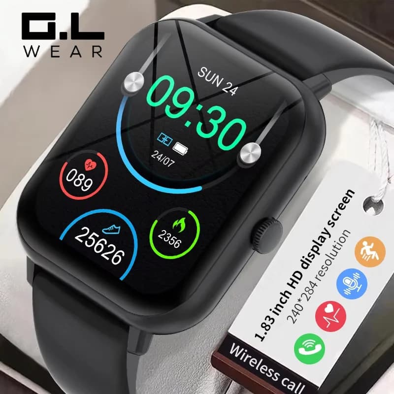 G.L Wear 2025 New Smart Watch 1.83" HD Screen Multiple Sports Modes Bluetooth Call Sports Health Smartwatch Men Women
