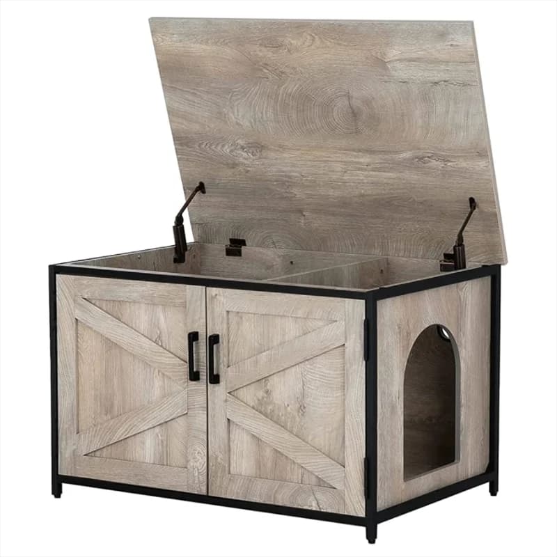 Portable premium durable material cat house storage cat box enclosure with wicker baskets