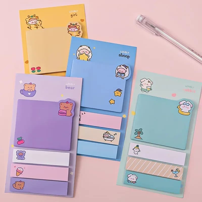 Kawaii Paper Sticky Notes Creative Notepad Memo Pads Office School Stationery Adhesive Stickers Posted it Sticky Note Pads