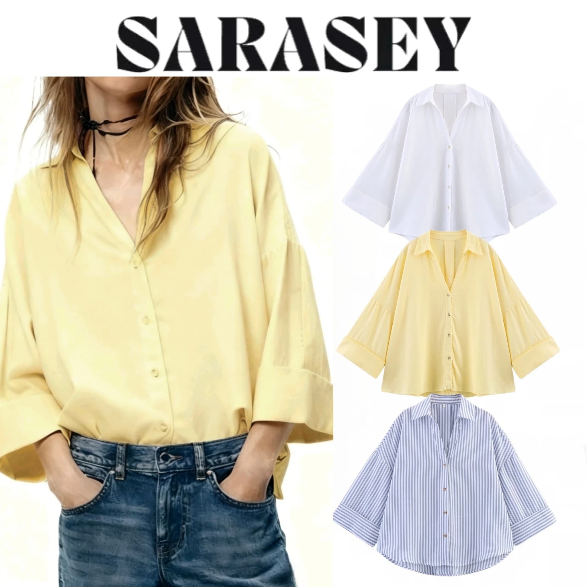 2025 ropa mujer shirts & blouses Female clothing Summer Yellow White Striped Shirt Elegant Large Size Long Sleeve Shirts