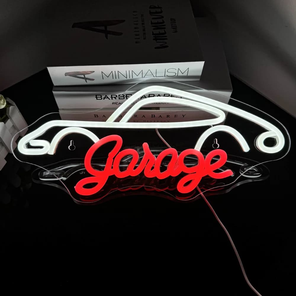 Garage Neon Sign Led Lights Car Repair Shop Neon LED Sign USB Game Room Decor Wall Automotive Workshop Busigness Sign Neon Light