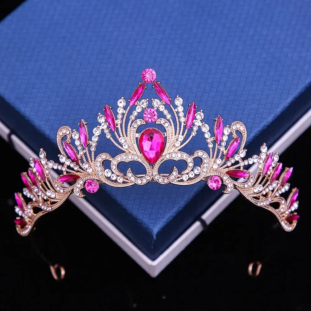 9 Colors Elegant Korean Girls Crystal Tiara Crown For Women Party Wedding Princess Rhinestone Bridal Crown Hair Jewelry