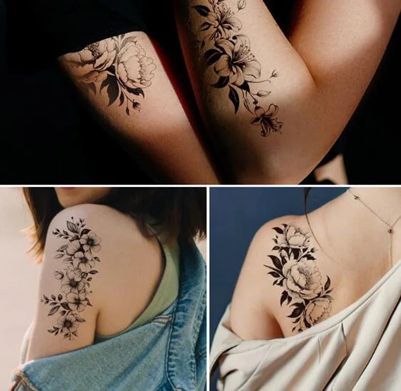 Tattoo Flowers Stickers Water Transfer Fake Tattoos Hand Arm Chest Body Art Tattoo Stickers Makeup Women Men False Tattoos