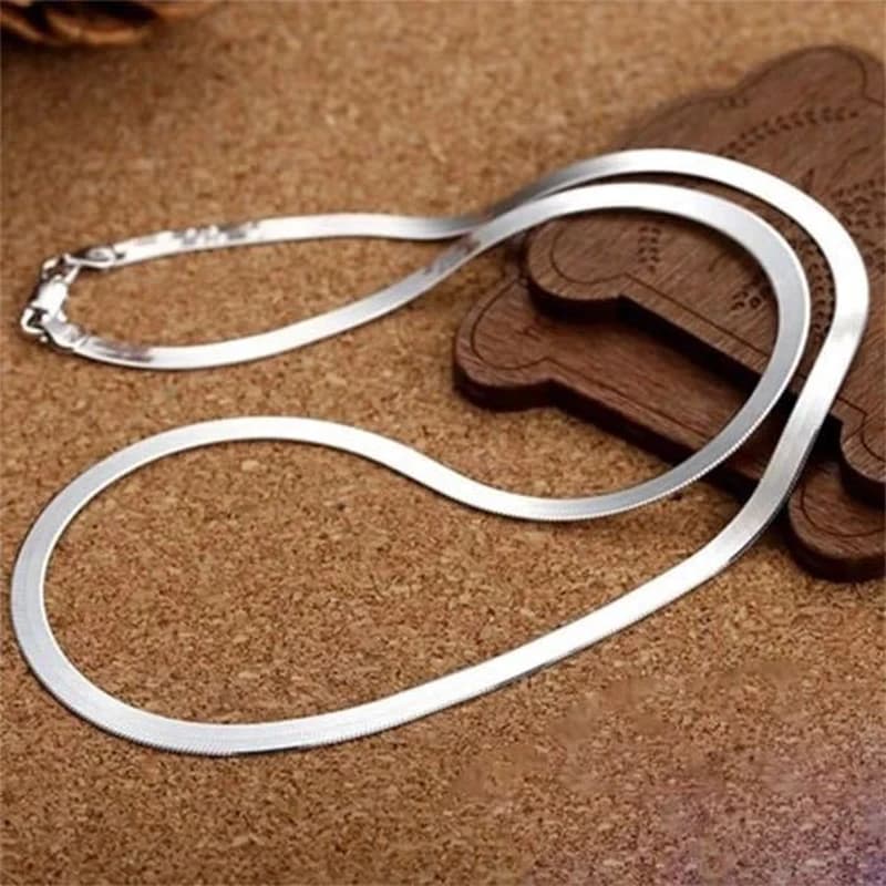 Silver Color 4MM Chain Necklace for Women Luxury Couple Fine Jewelry Blade Chain Wedding Gift Choker Clavicle