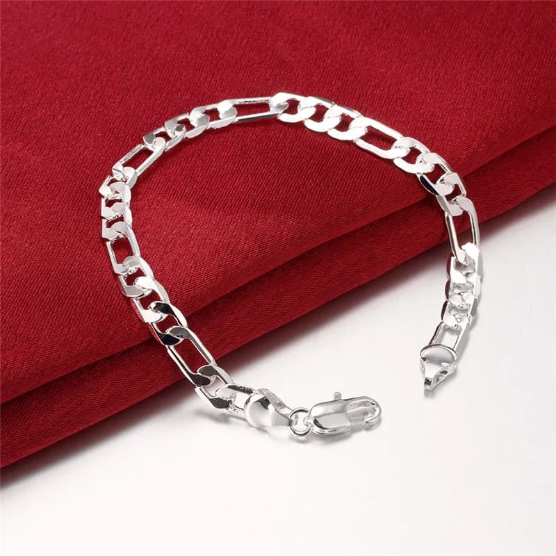Beautiful and elegant wedding women and men silver plated 6MM bracelet, high-quality fashion classic jewelry wholesale