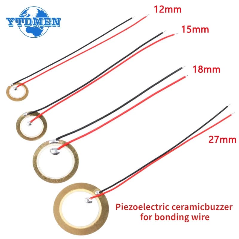 5/10/20PCS Buzzer Piezoelectric Piezo Ceramic Wafer Plate Piezo Element Diameter 12MM 15MM 18MM 20MM 27MM 35MM 50MM with Wire