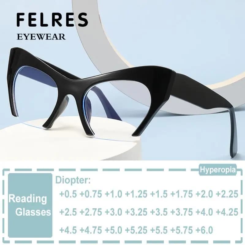 Half FrameCat Eye Vintage Reading Glasses Women Men Eyeglasses Anti Blue Light Rays Farsightedness Presbyopia Eyeglasses Optical