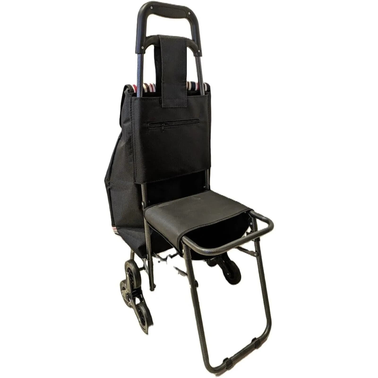 Tri Wheel Shopping Trolley Cart With Bag and Folding Seat Climbing Stair Wheels United States