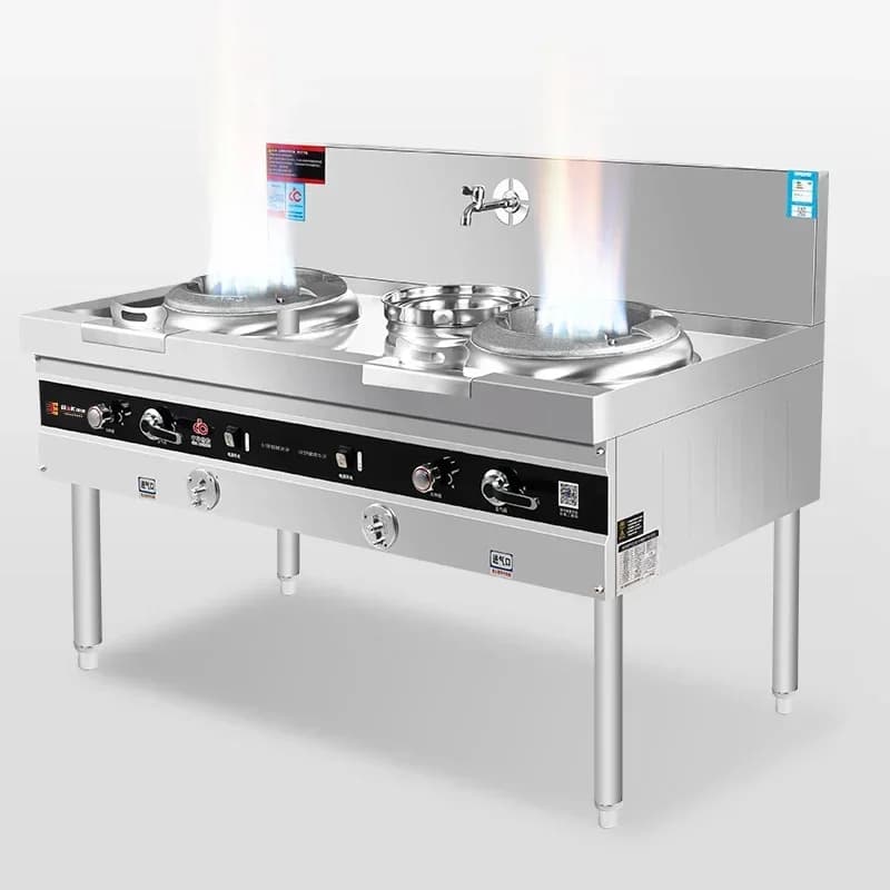 Gas Pot Stove with Large Capacity, Double Cylinder Double Sieve Vertical, Suitable for Chinese Restaurant Equipment