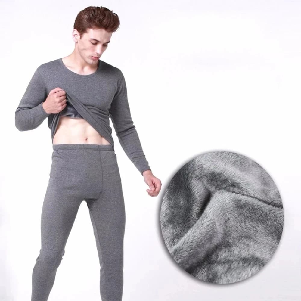 Winter Thermal Underwear Sets Men Fleece Long Johns Fleece Tops+ Pants Underwear Indoor Casual Clothing Pajamas Suit
