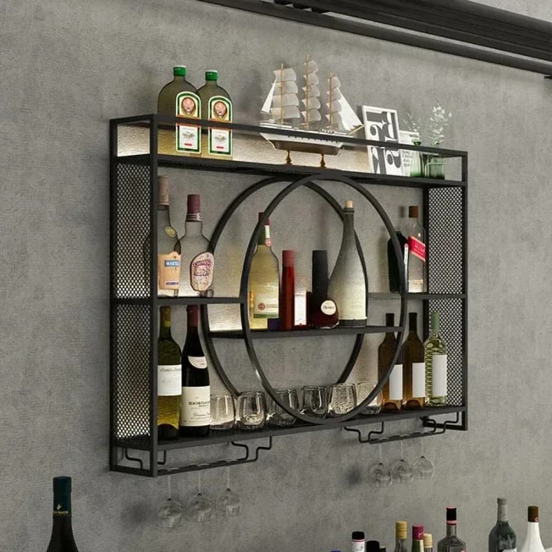 Wall Mount Wine Rack Bottle Wine Bar Cabinet Holder Adapt Single Miniature Black Cup Glass Storage Wine Cabinet Decor Szafeczki