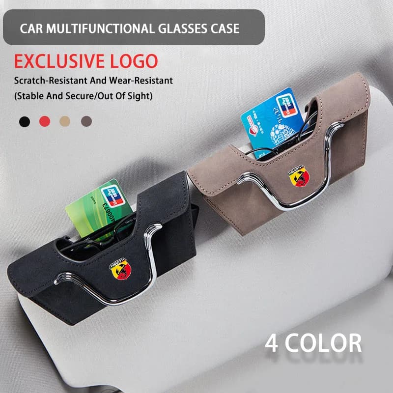 Car Sun Visor Glasses Holder Sunglasses Glasses Case For Abarth 595 500 500L 500X 695 124 Accessories Key Case Key Cover Sticker
