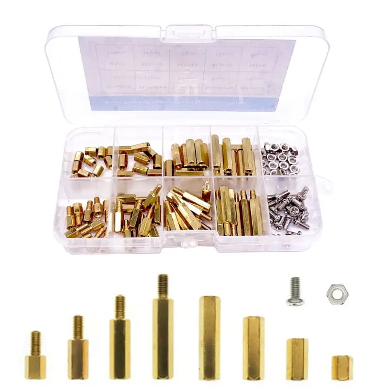120pcs M3 single pass double pass hexagonal copper post with screws and nuts Screws combination set in box