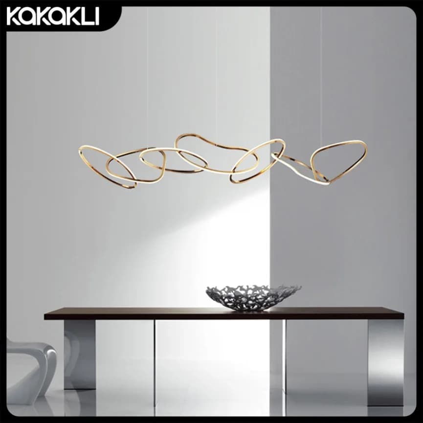 Modern LED Pendant Light Simple Circular Stainless Steel Electroplating Design Suitable Indoor Lighting Living Room Dining Rooms