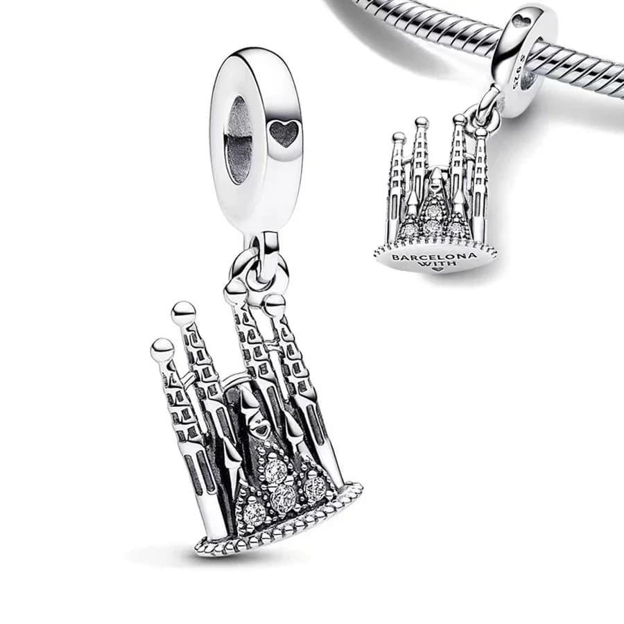 Barcelona Monument Hanging Pendant Charm Fit Original Pan Basic Bracelet DIY Women Jewelry New Arrivals