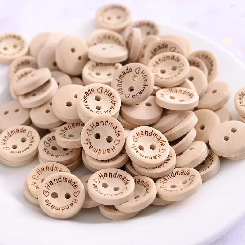 30/50pcs Natural Wooden 2-Hole Buttons for DIY Handmade Clothing, Sewing Accessories and Decorative Crafts