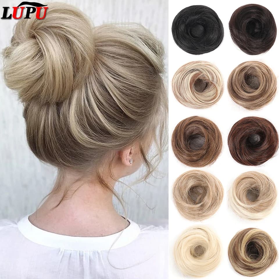 LUPU Synthetic Hair Bun Hair Pieces Hair Scrunchies Extension Curly Wavy Messy Chignon For Women Girls Hair Chignon Daily Wear