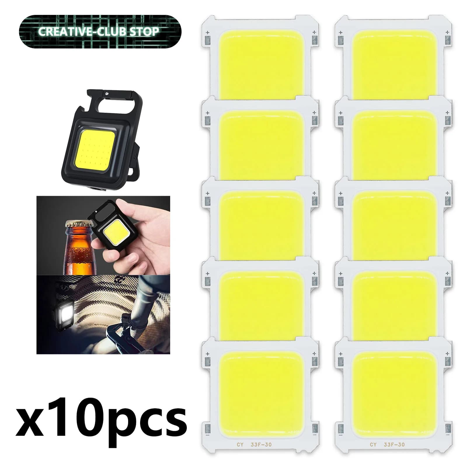 LED COB CHIP for USB Portable Mini keychain Camping Light Pocket Flashlight Outdoor White Light DC3-4V 5-15W 500-1500lm 10pcs